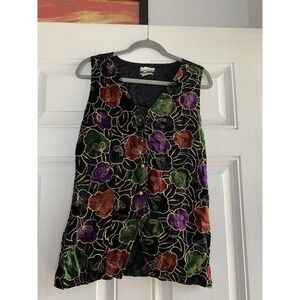 Vintage‎ Women's Contempo Casuals Floral Embroidery Medium Best Medallic Gold